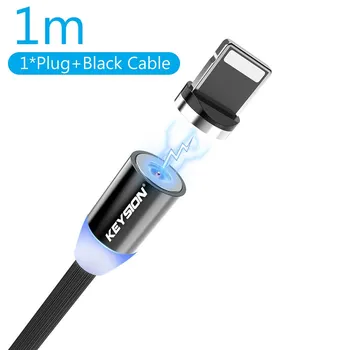 Магнитный кабель KEYSION, 1 м, Micro USB Type-C, телефонный кабель Apple Lightning, светодиодный зарядный нейлоновый провод Type-C