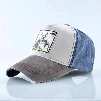 Модные бейсболки, женские хлопковые бейсбольные кепки Snapback для мужчин, летняя кепка с вышивкой в виде панды 56-60cm красный