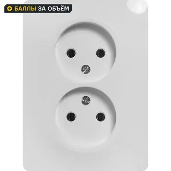 Розетка двойная встраиваемая Systeme Electric Glossa без заземления в сборе цвет белый