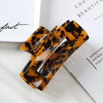 Vintage Hair Claw Women Large 10cm Hollow Out Square Marble Pattern Girls Acetate Hair Clips Hair Accessories Claw Clip New Gift