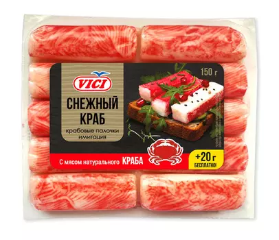 Крабовые палочки Охлаждённые с мясом натурального краба Vici 170 г