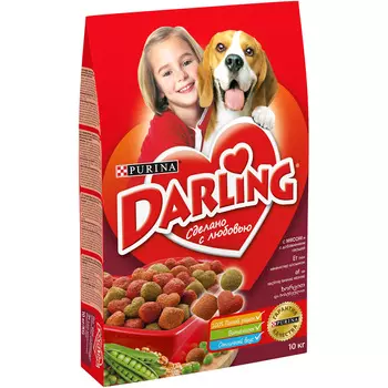 Сухой корм Darling для собак, с мясом и овощами, Пакет, 10 кг