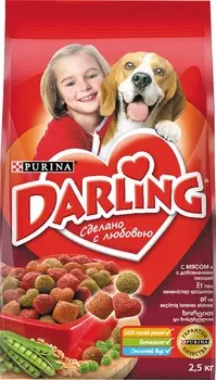 Сухой корм для взрослых собак Darling с мясом и с добавлением овощей, Пакет, 2,5 кг