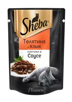 Корм д/кошек Sheba Pleasure телятина/язык 85г