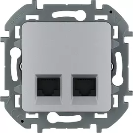 Розетка компьютерная Legrand Inspiria 2 разъема RJ 45 6 UTP, цвет - алюминий