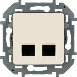 Розетка компьютерная Legrand Inspiria 2 разъема RJ 45 6 UTP, цвет - слоновая кость