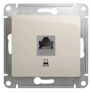 Розетка компьютерная Schneider rj45 кат.5e, механизм, молочный