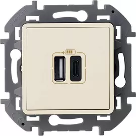 Розетка Legrand Inspiria USB тип А + USB тип C, цвет - слоновая кость