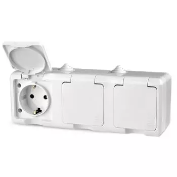 Розетка Tokov Electric Dita 3-м с заземлением с крышкой белая