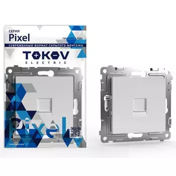 Розетка Tokov Electric Pixel телефонная 1-м RJ11 белая