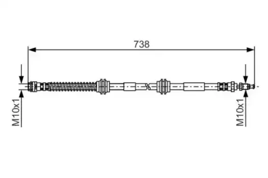 шланг тормозной передний! L=738\ VW Touareg 2.5TDi 03> 1 987 481 370 BOSCH
