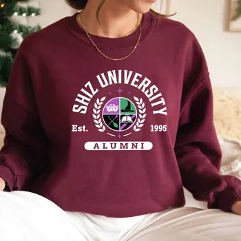 Свитшот Shiz University Wicked Inspired College Sweater для женщин с длинным рукавом и круглым вырезом, пуловер Harajuku Streetwear S чёрный