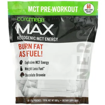 Coromega, Max Ketogenic MCT Energy, шоколадный брауни, 60 порционных пакетиков (10 г) каждый