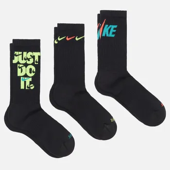 Комплект носков Nike 3-Pack Everyday Plus Cushioned Crew, цвет чёрный, размер 38-42 EU