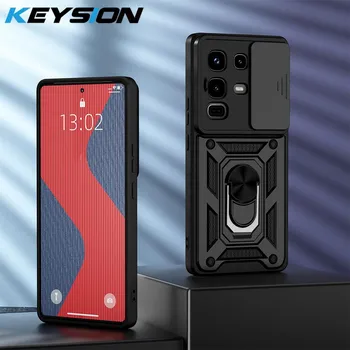 KEYSION Противоударный чехол для Infinix Note 50 Pro 4G со сдвижной защитой камеры, металлической кольцевой подставкой, чехол для телефона для Infinix Note 50 4G for Infinix Note 50 4G синий