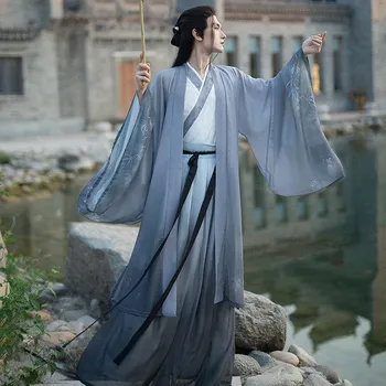 Hanfu для мужчин и женщин в стиле китайской династии Цзинь, элегантный комплект в стиле странствующего рыцаря Вэй и Цзинь