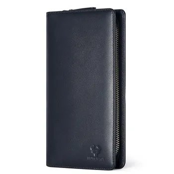 HUMERPAUL Genuine leather Wallet Large-capacity Clutch Bag Men Card Case кофейный