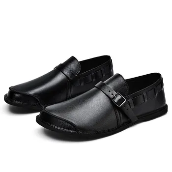 Fashion Fashion Mens Slip on Shoes Genuine Leather Men Handmade Loafers Men Casual Summer Walking Shoes All-match Men Casual Footwear 39 светло-коричневого