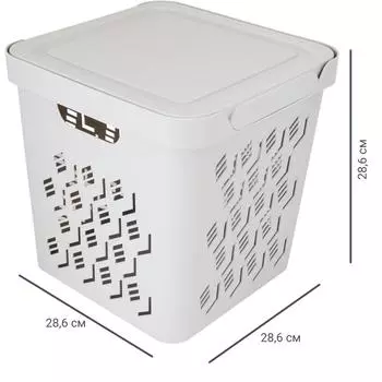 Ящик DeLUXE 28.6x28.6x28.6 см 18 л пластик с крышкой цвет бежевый