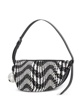 Полукруглая сумка Mini Shield в ломаную клетку BURBERRY, черный