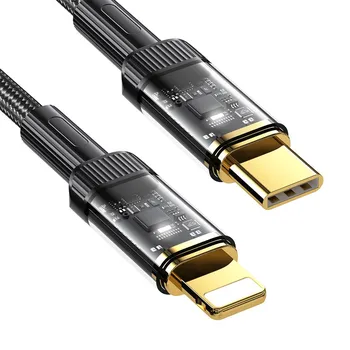 Fonken PD100W Прозрачный кабель USB C к Type C PD20W USB C к Lightning Кабель для быстрой зарядки Шнур передачи данных для ноутбука Xiaomi Samsung 1M Type-C to Type-C (PD100W) чёрный