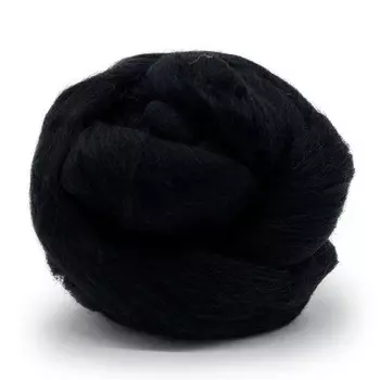 Лента для валяния полутонкая , 100% шерсть, 50гр Камтекс (003 черный)