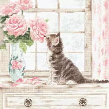 Leti977 Набор для вышивания LetiStitch 'Котенок и цветы' 30*30см