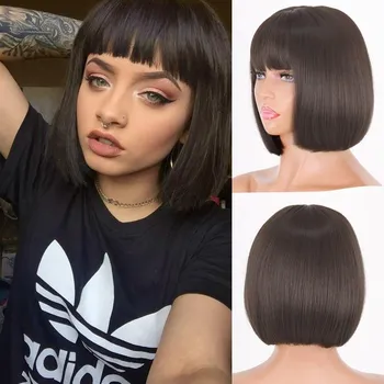 LiSi HAIR Короткая голова BoBo Летний крутой термостойкий парик из синтетического волокна Парик для косплея Вечерние повседневный парик Lady Coser