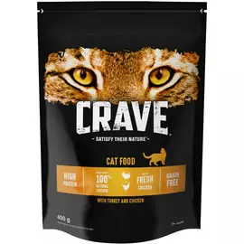Корм для кошек CRAVE с курицей и индейкой 400 г