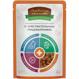 Корм для кошек ДЕРЕВЕНСКИЕ ЛАКОМСТВА с курицей 85 г