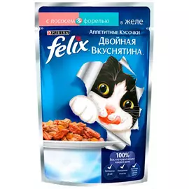 Корм для кошек FELIX Лосось и форель в желе 85г