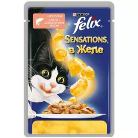 Корм для кошек FELIX Sensation Лосось в желе с добавлением трески 85г