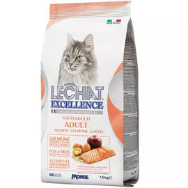 Корм для кошек LECHAT EXCELLENCE Adult лосось, рис, яйца, яблоки 1,5 кг