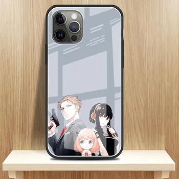 Чехол из закаленного стекла для Apple iPhone 13 12 Mini 11 Pro XS Max SE 2020 XR 7 8 Plus X 6 6S задняя крышка телефона SPY FAMILY Anime Funda iPhone 6 6S