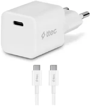 Зарядное устройство сетевое TTEC 2SCP01CB SmartCharger 20W PD c кабелем USB-C - USB-C 3A. Цвет: белый