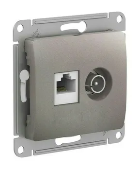 Розетка Systeme Electric GSL001289 Glossa двойная ТВ + компьютерная RJ45, кат. 5Е, механизм, платина