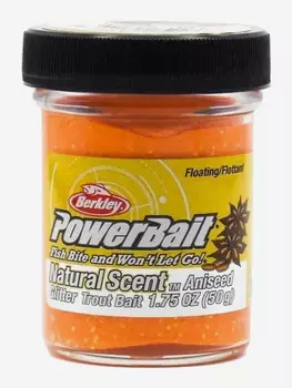 Паста форелевая Berkley PowerBait Natural Glitter Trout Bait Anise FluoR Orange/ Анис Флуо оранжевая, Оранжевый