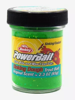 Паста форелевая Berkley PowerBait Sinking Glitter Trout Bait Spring/Lime/ лайм 50gr, Зеленый