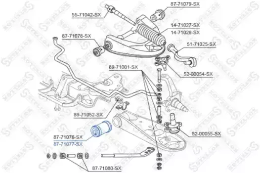 сайлентблок нижн. рычага внутр.!\ Mazda E2200 SD/SR all 96> 87-71077-SX STELLOX