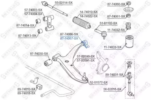 сайлентблок нижн. рычага зад. л.!\ Nissan Primera P11/WP11E all 96> 87-74067-SX STELLOX