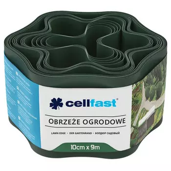 лента бордюрная CELLFAST гофра 10cм тёмно-зелёная 9м