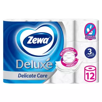 бумага туалетная ZEWA Deluxe 12шт в уп. 3-слойные 145 листов без аромата