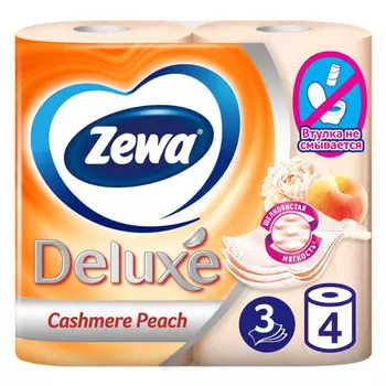 бумага туалетная ZEWA Deluxe 4шт в уп. 3-слойные 145 листов аромат персик