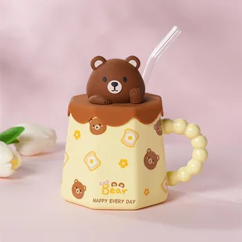 Милая корейская керамическая чашка для воды. Креативная девушка дарит своей лучшей подруге подарок на день рождения в виде красивой кофейной чашки большой емкости. 501-600ml
