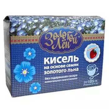 Кисель на льняной основе (клубника), 7 пакетов по 15 гр, Золотой лён
