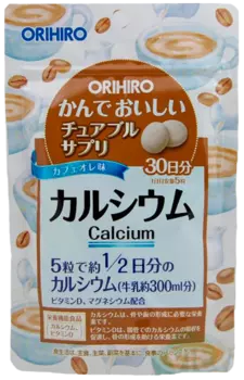 Кальций с витамином D со вкусом кофе, 150 таблеток, ORIHIRO