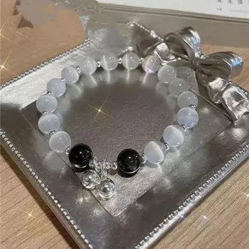 Корейский модный браслет с имитацией опала, простой браслет с подвеской, Ins Moonstone, хрустальная бусина, подвеска в виде Луны, браслет, ювелирные изделия, подарки
