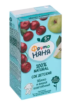 Сок Фрутоняня яблоко/вишня осв д/дет ранн возр, 0,2 л