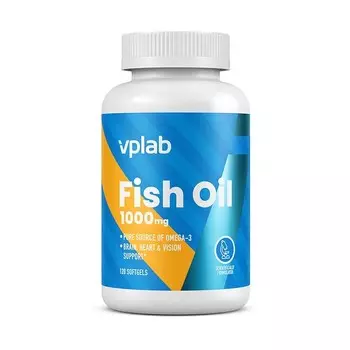 Рыбий жир VPLAB Fish Oil, омега 3, витамины А, D, Е, 120 капсул