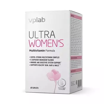 Витамины и минералы, комплекс для женщин VPLAB Ultra Women's Multivitamin Formula, активность и энергия, 60 таблеток